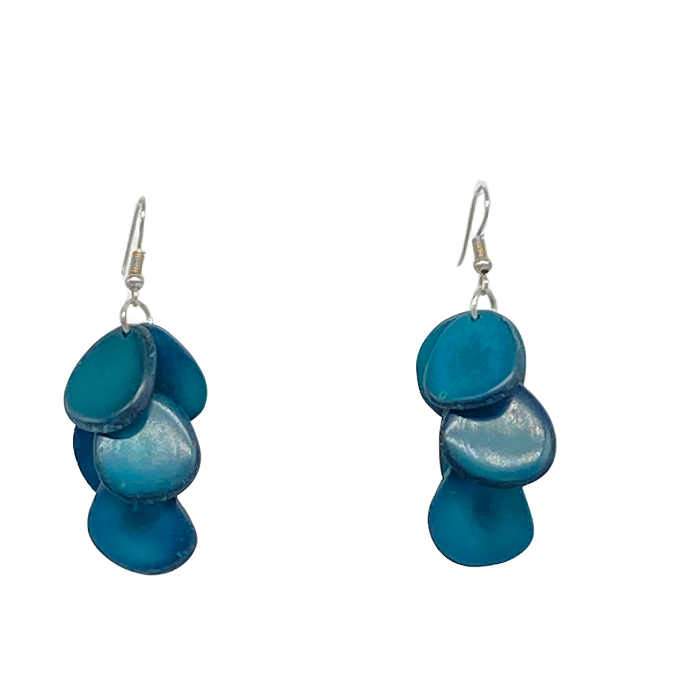 Zoe earrings composed of cascading slices of Tagua nut