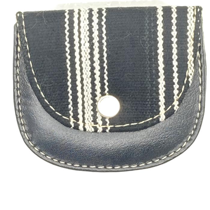 leather and cloth coin purse. Approximately 3"x3"