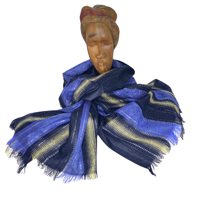 Light Blue and Dark Blue striped scarf