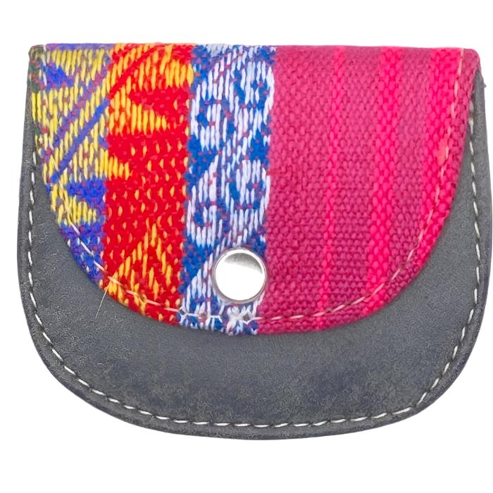 leather and cloth coin purse. Approximately 3"x3"