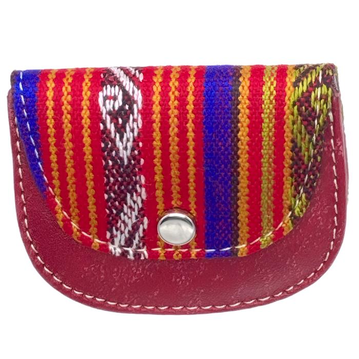 leather and cloth coin purse. Approximately 3"x3"