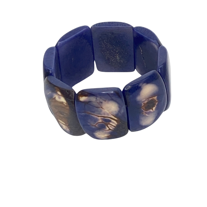 Stretchy bracelet made from Square slices of Tagua nut in 13 different colors