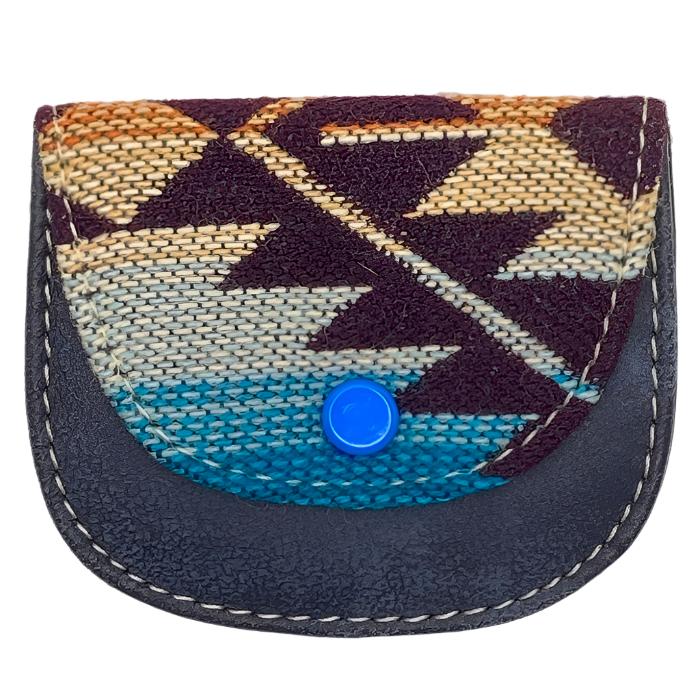leather and cloth coin purse. Approximately 3"x3"
