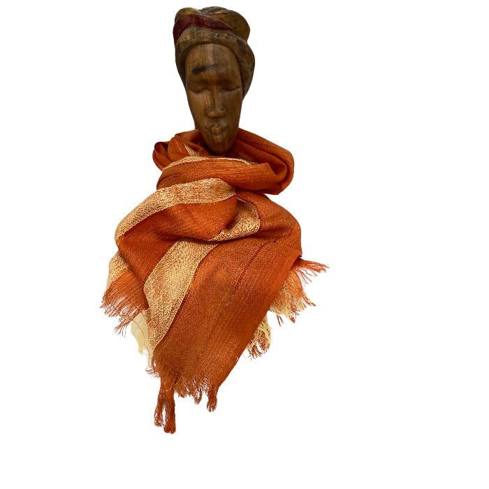 Orange and Cream striped scarf