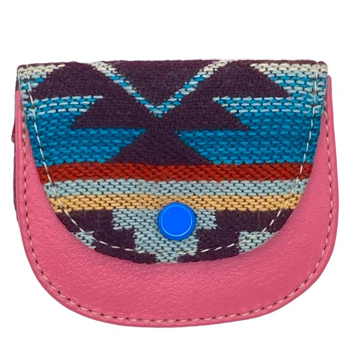 leather and cloth coin purse. Approximately 3"x3"
