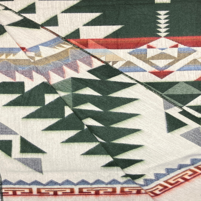 Alpaca Blanket in green and cream