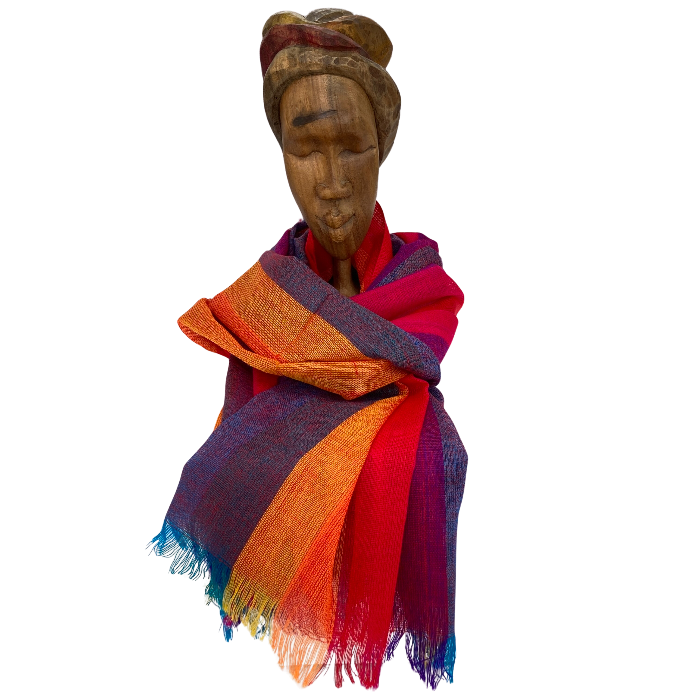 Rainbow colors ,wide stripes, cotton scarf