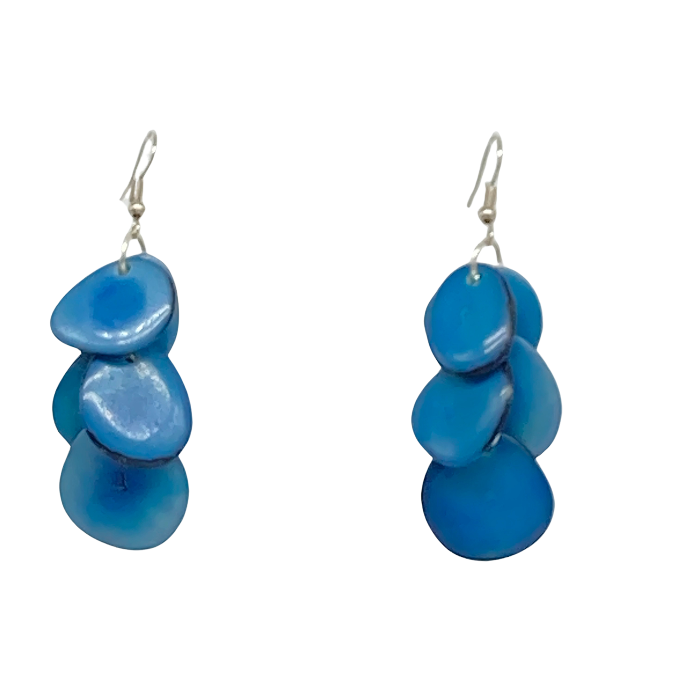 Zoe earrings composed of cascading slices of Tagua nut