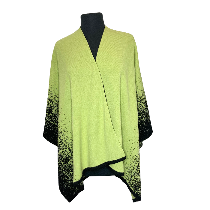 Reversible wrap in lemon/lime green color with black accent design