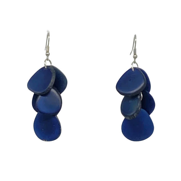 Zoe earrings composed of cascading slices of Tagua nut