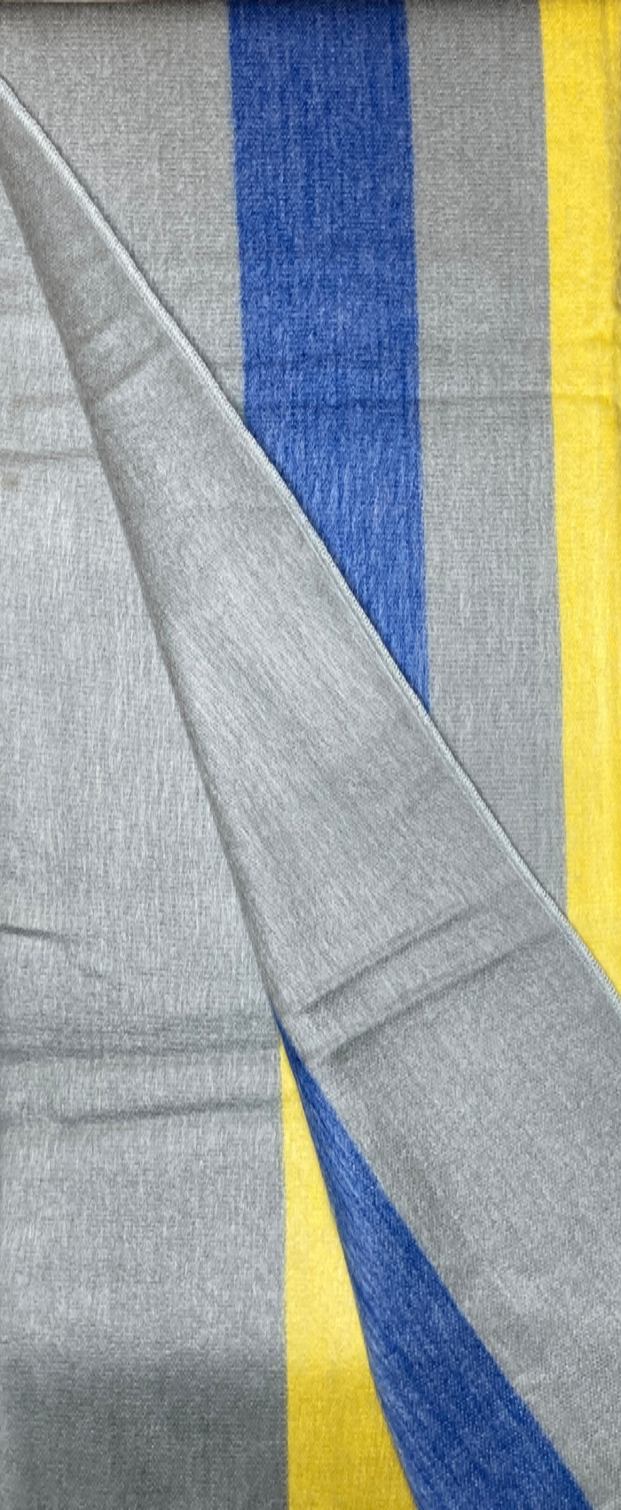 Full size Alpaca blanket blue, gray, and yellow stripes