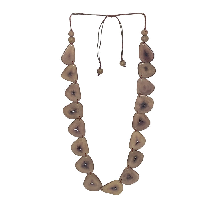 Single stranded necklace. Made from Tagua nut  in Taupe color