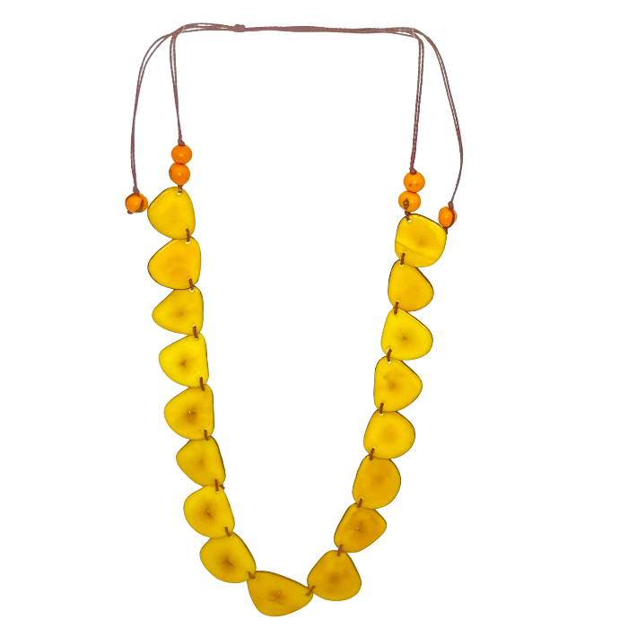 Single stranded necklace. Made from Tagua nut  in yellow color