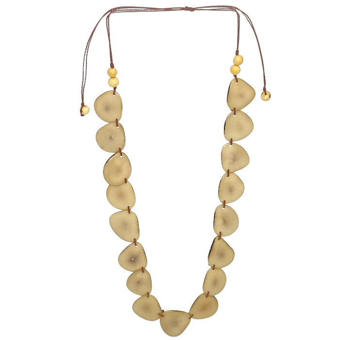 Single stranded necklace. Made from Tagua nut  in ivory color