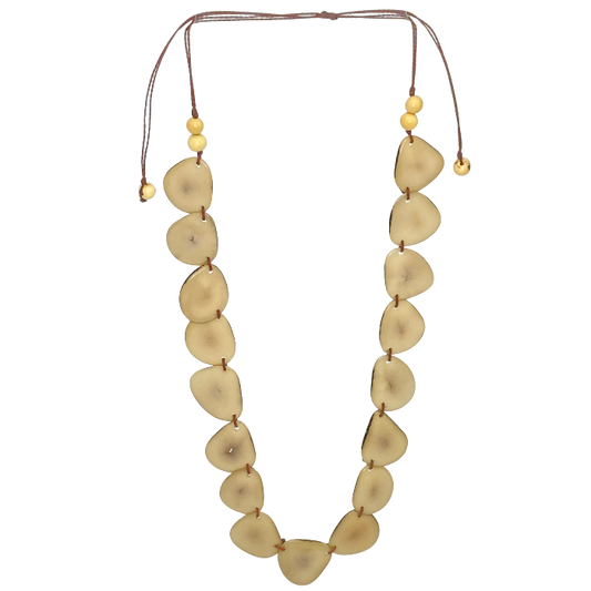 Single stranded necklace. Made from Tagua nut  in ivory color