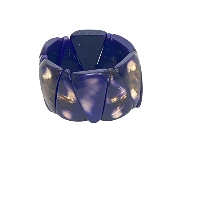 Stretchy Tagua nut bracelet  in cobalt blue