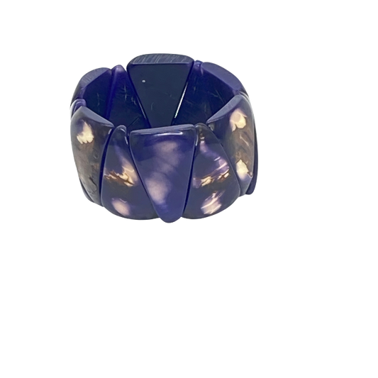 Stretchy Tagua nut bracelet  in cobalt blue
