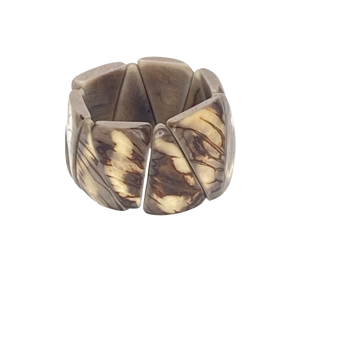 Stretchy Tagua nut bracelet  in gray