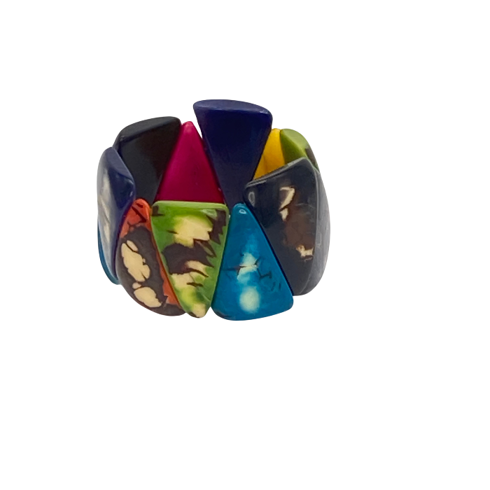 Stretchy Tagua nut bracelet  in multi colors