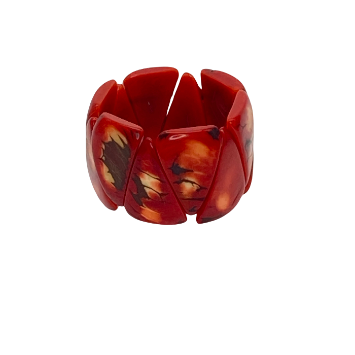 Stretchy Tagua nut bracelet  in red