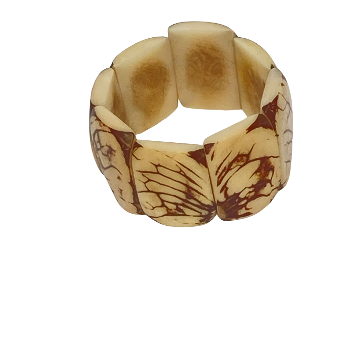 Stretchy bracelet made from Square slices of Tagua nut in 13 different colors