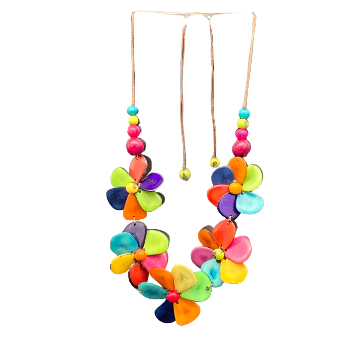 Adjustable Tagua Nut Necklace in multi color