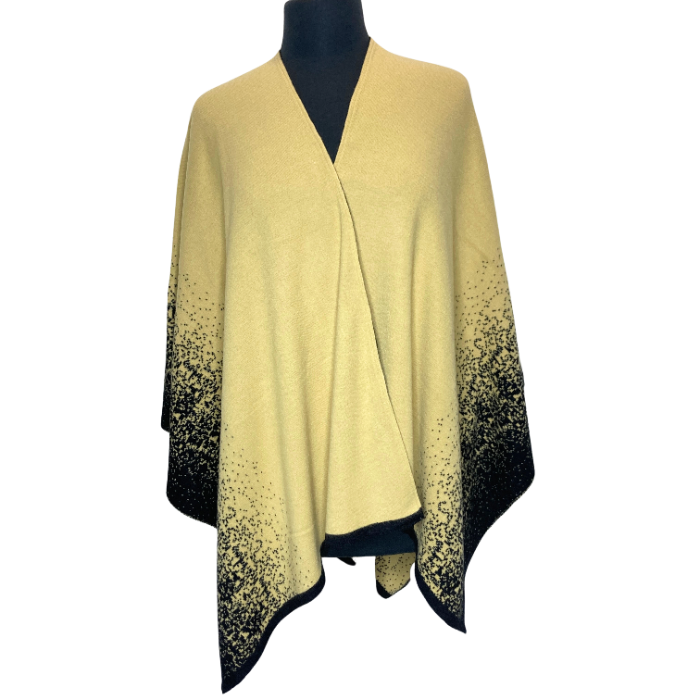 Reversible wrap in butter yellow color with black accent design